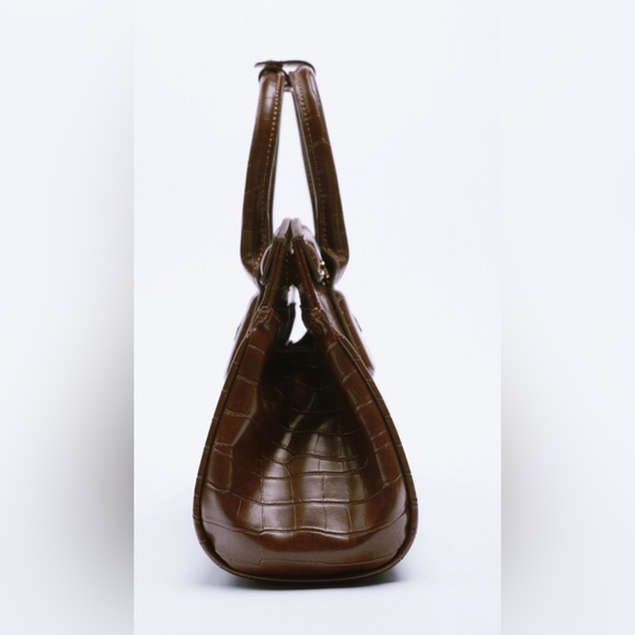 Zara croc city bag chocolate brown. Gold chain - Picture 6 of 6